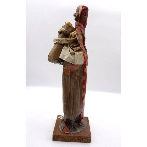 Viejita Papel Mache Old Woman w Bag of Popcorn Papier Mache 12x3½x3½" Mexico - Picture 3 of 5
